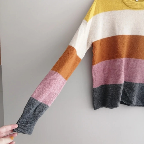 Madewell Crofton Wool and Alpaca Blend Stripe Textured Knit Sweater Oversize XXS - Picture 6 of 16